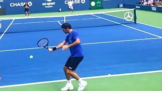 Roger Federer Backhand Slice Slow Motion Court Level View - ATP Tennis Backhand Slice