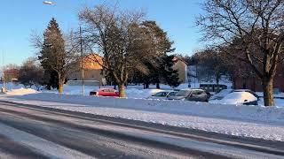 Amounts of Snow on the Streets of Ronna in Sodertalje Sweden -16 C today 7th Jan 2024