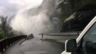 great waterfall over the road called Svandalsfossen near Sauda in Norway (video by ben&hanny)