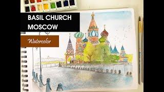 Draw with me | Tranh màu nước nhà thờ Basil Nga | Basil Church Moscow | Speed Painting | Watercolor