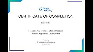 Android Application Development free online courses with certificate from Great Learning with quiz