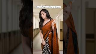 School Girls Wearing Saree First Time on Teachers Day | Saree Struggle | Indian Mom #shorts