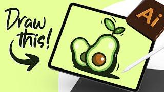 How to Draw a Cute Avocado in Adobe Illustrator on iPad (2024)