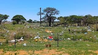 Trash along the road at Schweizer Reneke in South Africa