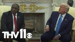 President Trump confronts South African leader in tense meeting
