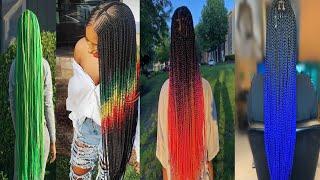 TRENDING CORNROW AND BOX BRAID HAIRSTYLES WITH COLOR