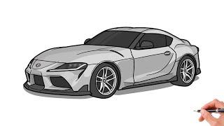 How to draw a TOYOTA SUPRA A90 / drawing toyota supra mk5 gr step by step