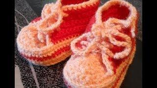 Пинетки Кеды - 1 часть - Crochet booties shoes - вязание основы