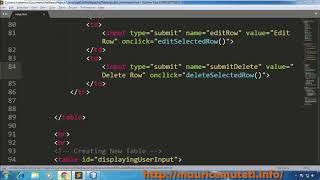 9. JAVASCRIPT CSS HTML TUTORIAL - How To Delete Selected Table Row