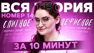 ВСЯ ТЕОРИЯ по №14 за 10 МИНУТ | Слитное и дефисное написание | ЕГЭ 2024 по русскому языку