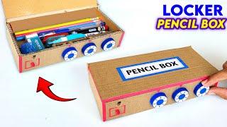 DIY Locker Pencil box , how to make pencil box , cardboard locker making , homemade organizer