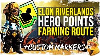 Guild Wars 2 - Hero Points Farming Route - Elon Riverlands - with Custom Markers