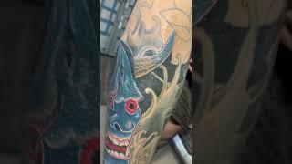 Hannya color tattoo #hannyatattoo #tattooideas #tattooartist #tattoolover #tattoodesign #peng #short