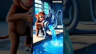 Baby's Cry Fills the Pool Again vs Monkey's Heart  #story #ai #cute #shortsfeed