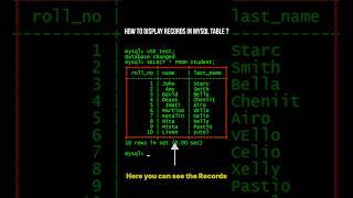 How To Display All The Records in MySQL Table? #shorts #mysql  #records