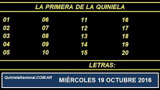 Quiniela Nacional La Primera Miercoles 19 de Octubre de 2016