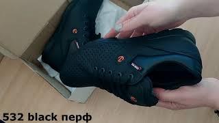 Мужские кожаные летние кроссовки перфорация ECCO 532 black черные