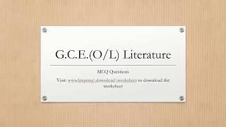 MCQ Ppaper for G.C.E(O/L) Literature