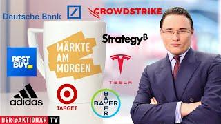 Märkte am Morgen: Adidas, Deutsche Bank, Strategy, Tesla, Best Buy, Crowdstrike, Target