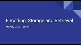 Encoding storage and retrieval