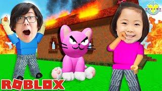 Playing as BAD CATS in Roblox! Let's Play with Emma and Daddy!