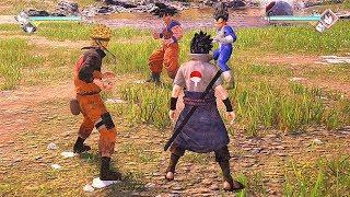 JUMP FORCE - Naruto & Sasuke vs Goku & Vegeta (Naruto vs Dragon Ball Z)