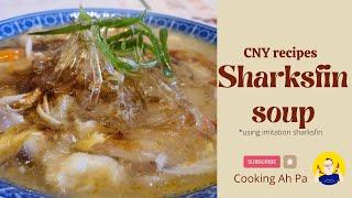 Sharksfin soup (using imitation sharksfin)