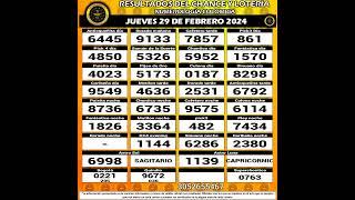 Resultados del Chance del JUEVES 29 de febrero de 2024 Loterias  #chance #loteria #resultados