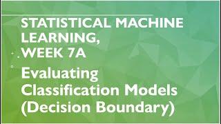 Statistical Machine Learning, Week 7, Part a: Evaluating Classification Models (Decision Boundary)