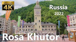 Rosa Khutor Sochi Walking Tour - Russian Switzerland - 4K 60fps- City Walk With Binaural 3D Sounds