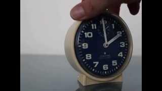 sold ! Junghans Trivox Silentic Vintage Alarm Shelf Mantel  Clock BLUE dial Germany German