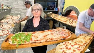 Huge Pizzas OVER 3 FEET Wide Baked Without Stops at “Vico Equense” Pizzeria in Italy!