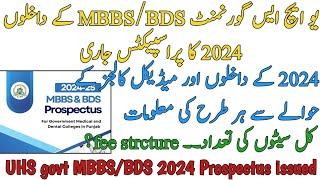 UHS GOVT MBBS BDS 2024 PROSPECTUS ISSUED | ALL INFO ABOUT ADMISSIONS | TOTAL SEATS | FEE STRUCTURE