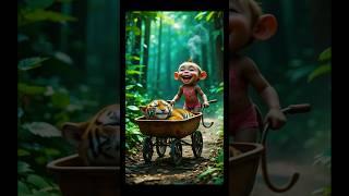 Clever Baby Monkey Outsmarts the Tiger in a Jungle Trap #ai​ #monkey​ #tiger​