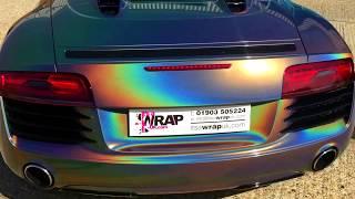 Colour Change Car wrap to Audi R8 in 3m flip psychedelic by It's a Wrap in Worthing Sussex UK