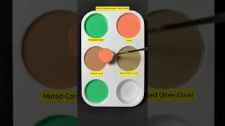 Create 4 colors from 2 colors : Emerald Green + Coral #mix #asmr #colors  #acrylicpainting