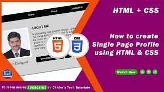 Personal Portfolio with HTML CSS Only | Online Profile | Website Design in Simple and Easy Steps.