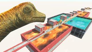 Water and Lava Challenge: Run Through 7 Dark Dinosaur Boxes | Animal Revolt Battle Simulator