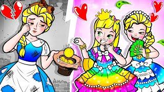 [paper dolls] Rich Frozen Elsa Mother vs Daughter Become Poor Princess | Rapunzel Family 놀이 종이