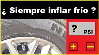 Inflar neumáticos en frío siempre. Presión correcta de neumáticos del auto. Calibrar neumáticos.