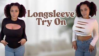 [4k] Transparent Tight Long Sleeve Try on Haul | NO BRA |  Get Ready with Kayla
