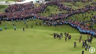 The Open winners walk up the 18th