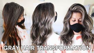 Gray Hair Color Correction | How to blend natural gray roots into silver hair including formulas