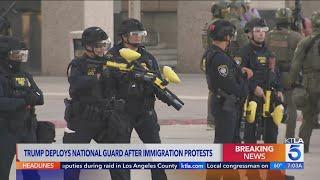 Heavy military presence seen in downtown Los Angeles after days of immigration protests 