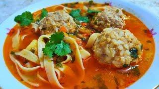 Soup with meatballs. Fast and delicious!Olga's recipes.