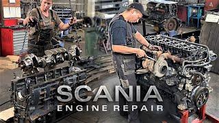 ASSEMBLING AND STARTING A 12 L SCANIA TRUCK ENGINE / MILEAGE 1.4 MILLION KM. / DC12 HPi