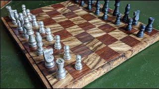 Sand casting a silver chess set and making a wooden board