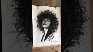 Charcoal portrait drawing process #portrait #artshorts #freehanddrawing willow charcoal