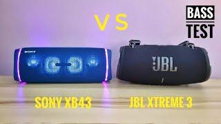 sony srs xb43 vs jbl xtreme 3 bass test!!