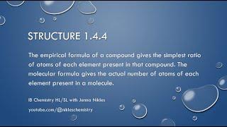 IB Chemistry SL/HL - Structure 1.4.4 - Empirical & Molecular Formulas and combustion analysis